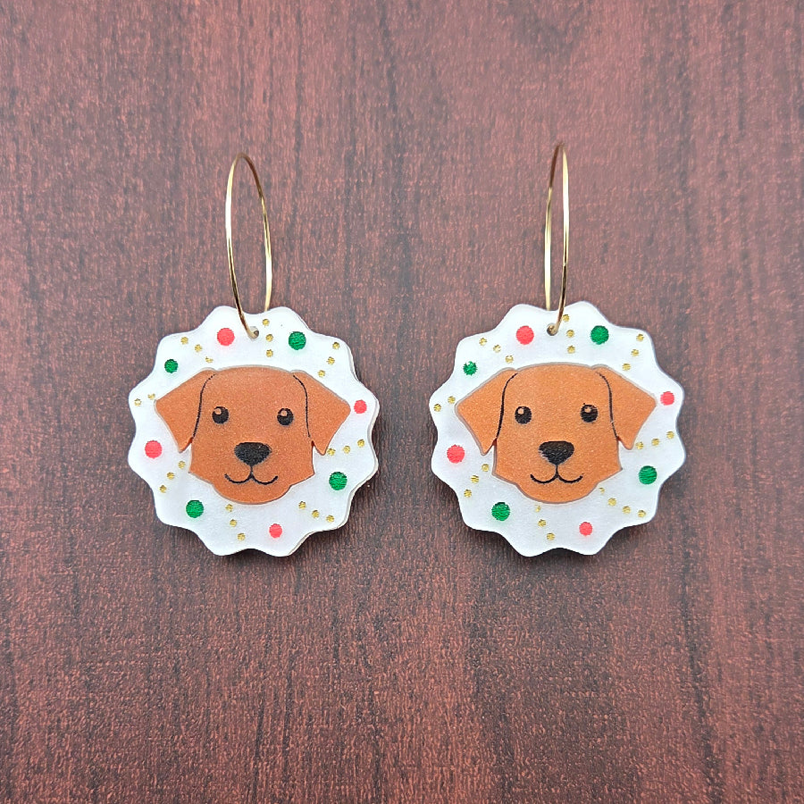 Christmas Wreath Dog Earrings