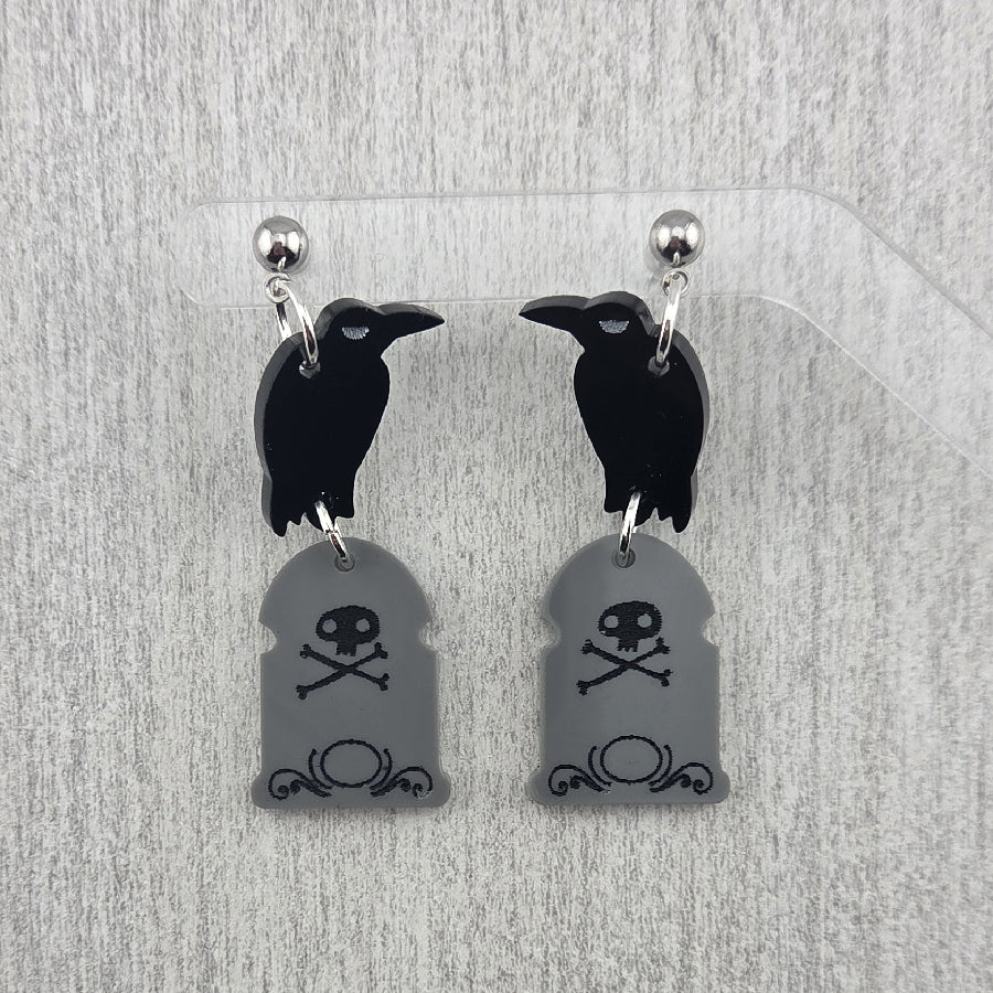 Raven Gravestone Earrings