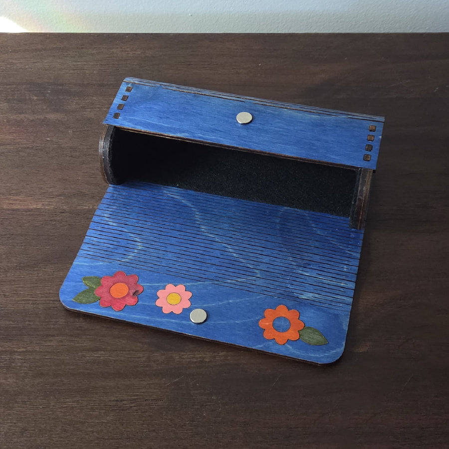 Flower Inlay Glasses Case