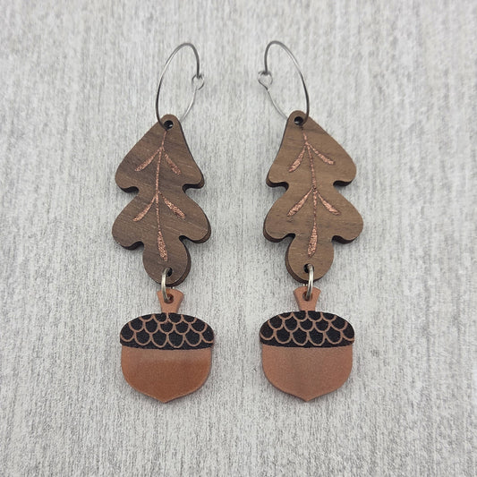 Oak Leaf with Acorn Earrings