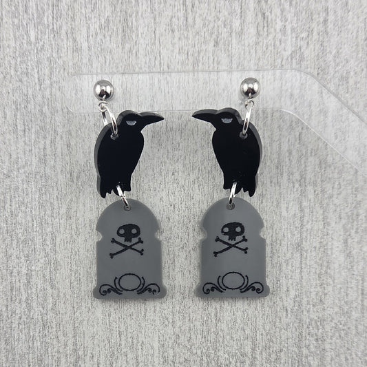 Raven Gravestone Earrings
