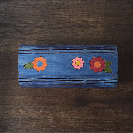 Flower Inlay Glasses Case