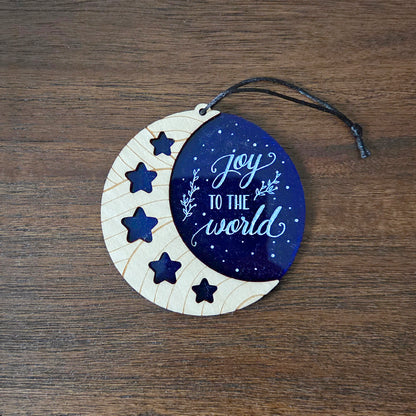 Joy to the World Moon Ornament