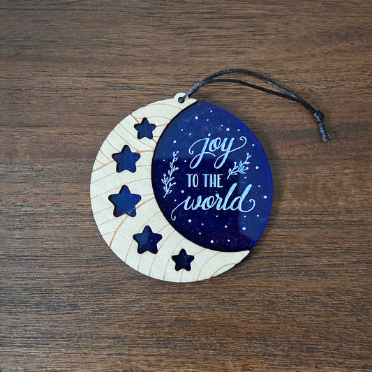Joy to the World Moon Ornament