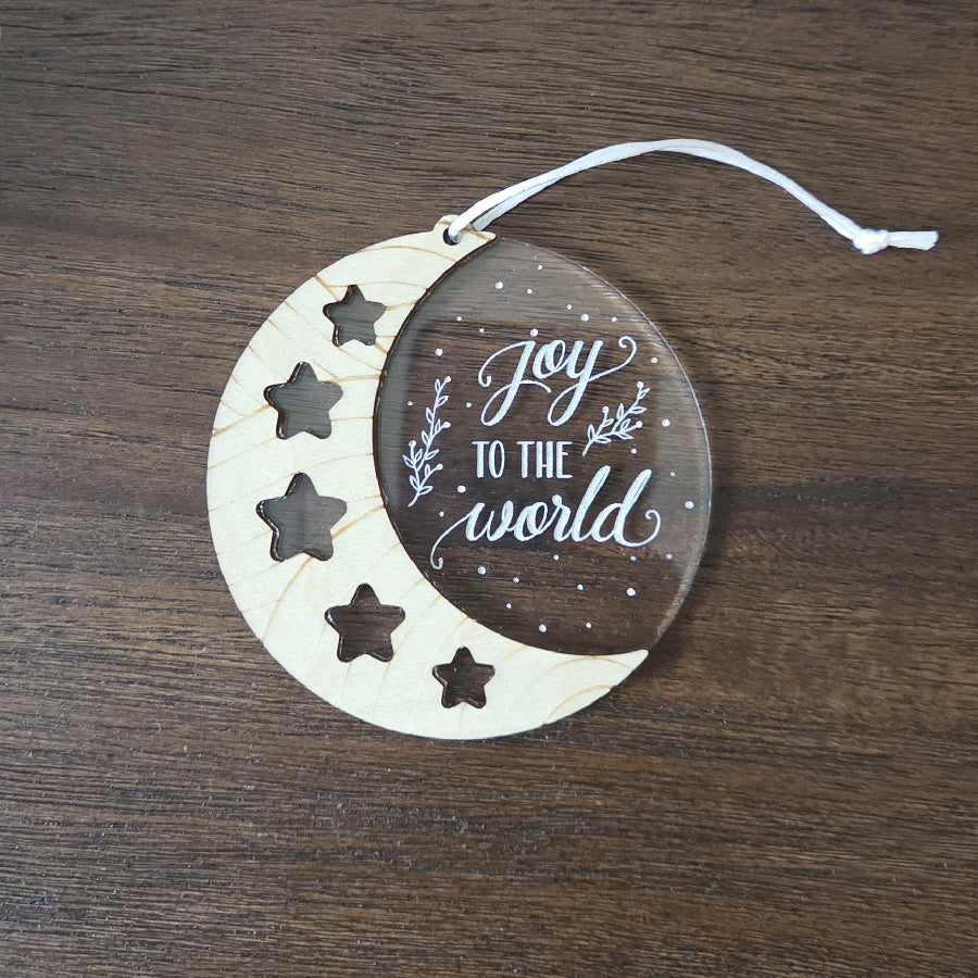 Joy to the World Moon Ornament